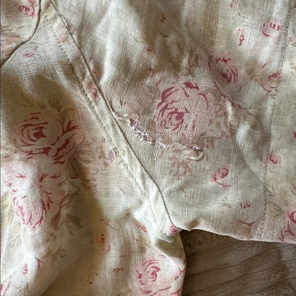Vtg Eddie Bauer Linen Floral Button Down Maxi Dress Cottage Prairie Sz 14 - Picture 9 of 11